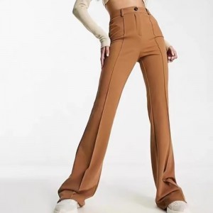 Stylish high-waisted casual pants in camel color