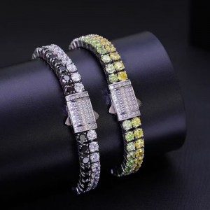 Double row diamond stainless steel non tarnishing high carbon diamond tennis bracelet